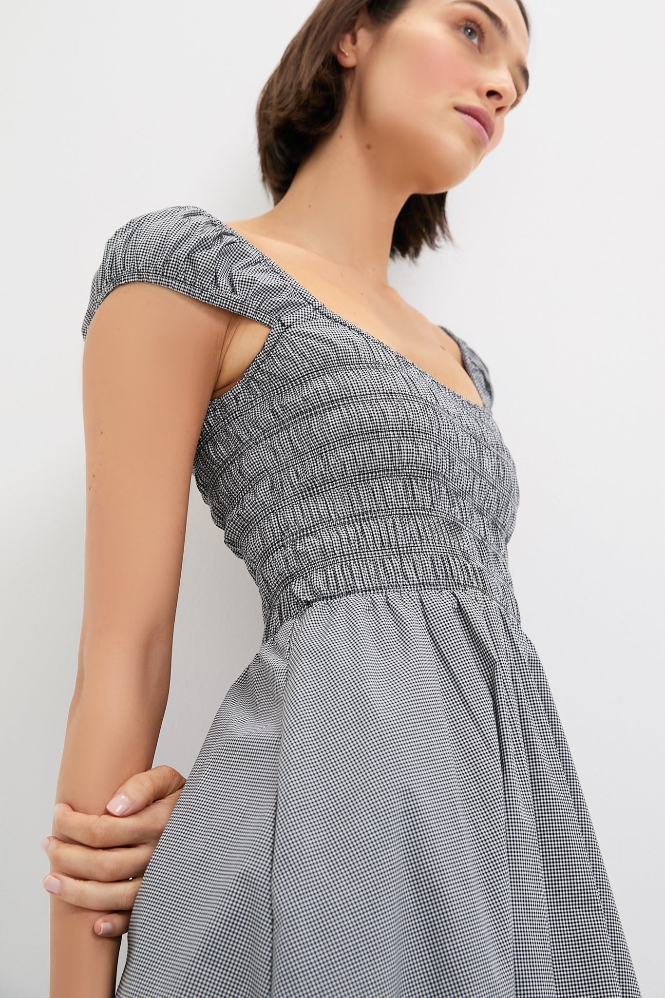 Black Gingham Amelie Midi Dress