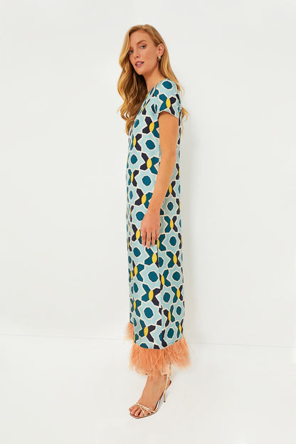 Plaza Swing Dress with Feathers