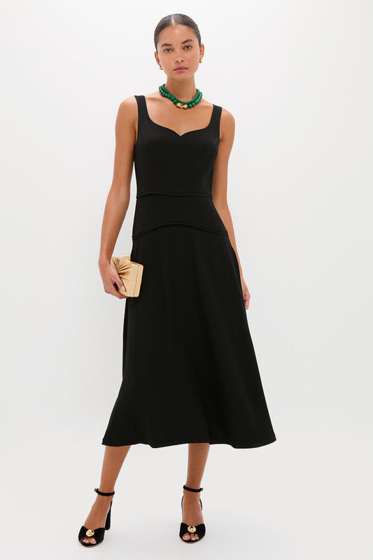 Noir Vivi Sweetheart Neckline Midi Dress