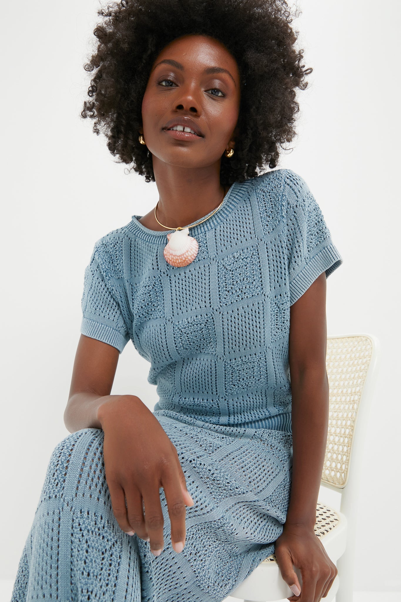 Indigo Pointelle Porter Top