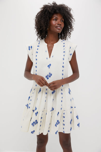 Wicklow Blue Roll Sleeve Mini Dress