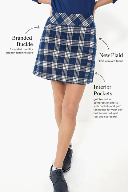 Navy Plaid 17 Inch Helen Golf Skirt