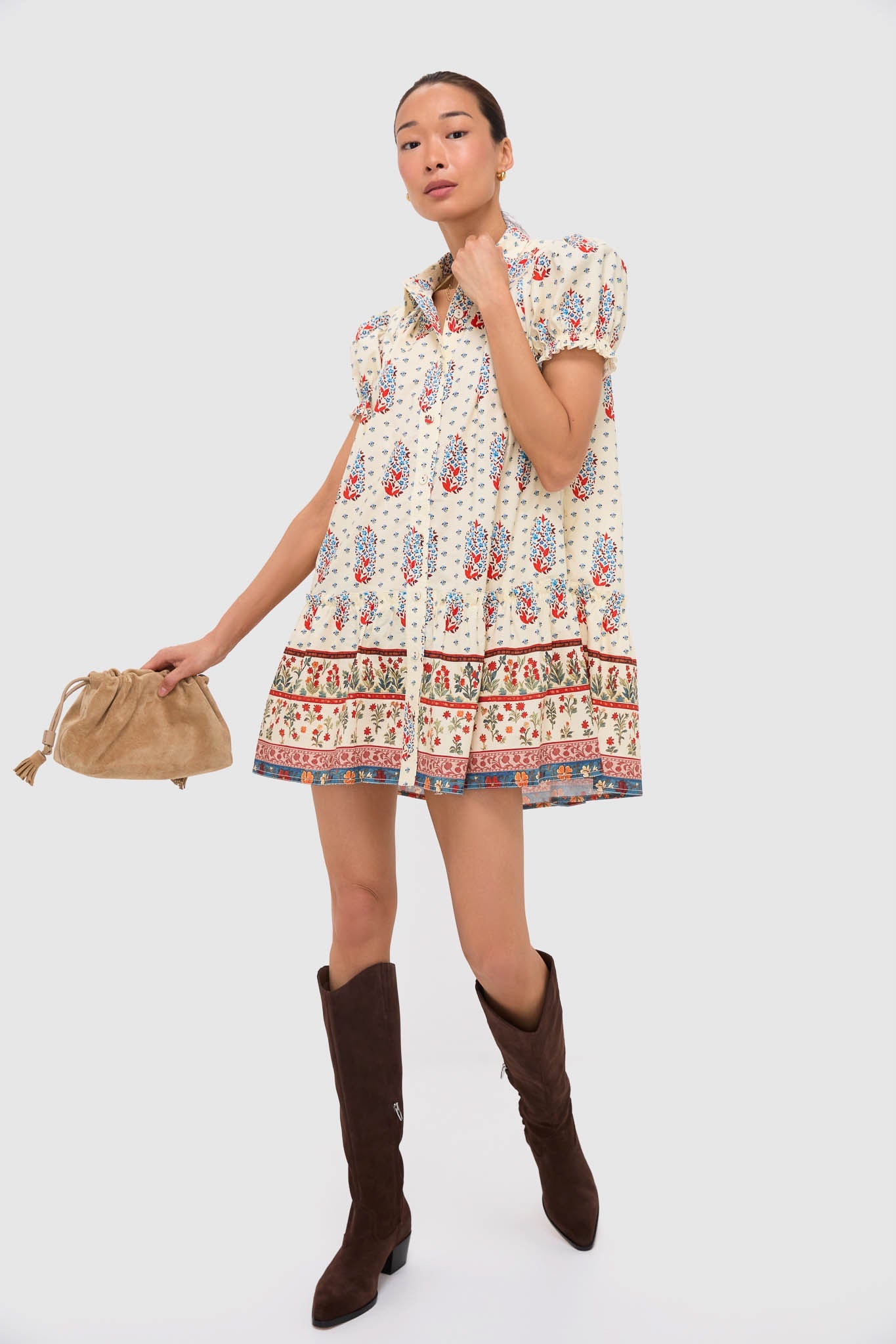 Fall Floral Cream Drifter Mini Dress