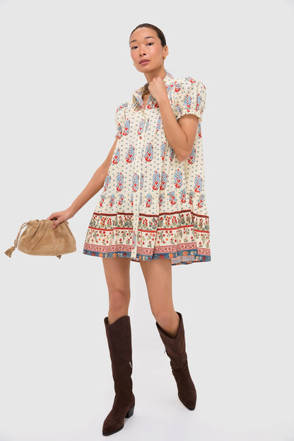 Fall Floral Cream Drifter Mini Dress