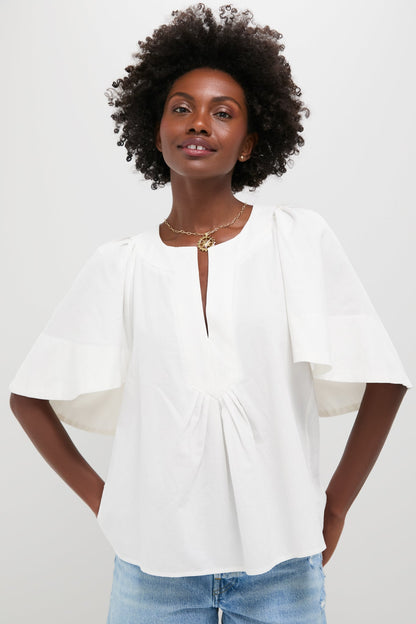 White Finley Flutter Sleeve Top