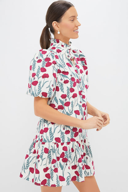 Red Amaryllis Floral Mimsy Mini Dress