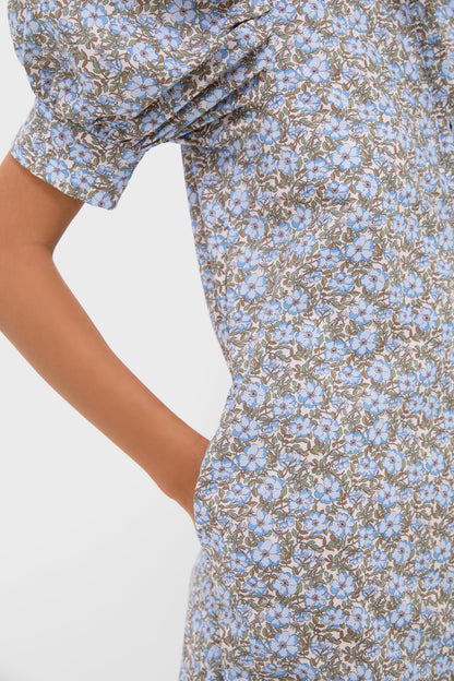 Dusty Blue and Brown Floral Louisa Maxi Dress
