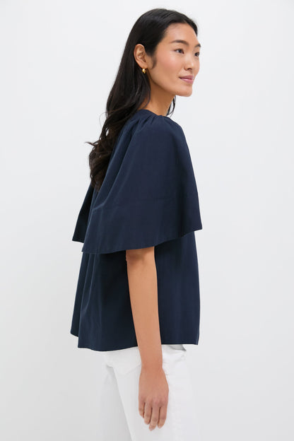 Navy Finley Flutter Sleeve Top