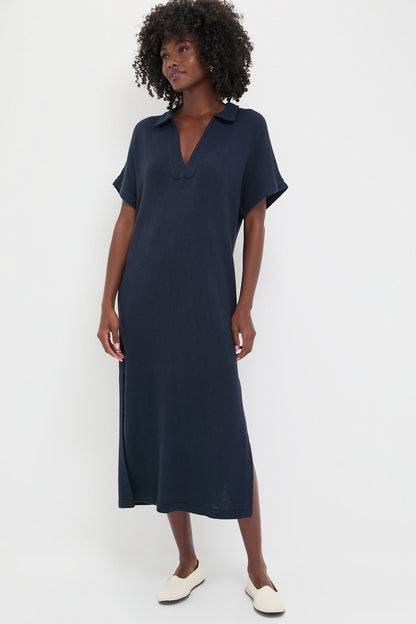 Navy Knit Maren Polo Dress