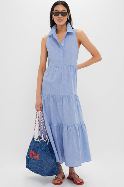 Chambray Sleeveless Mabel Maxi Dress
