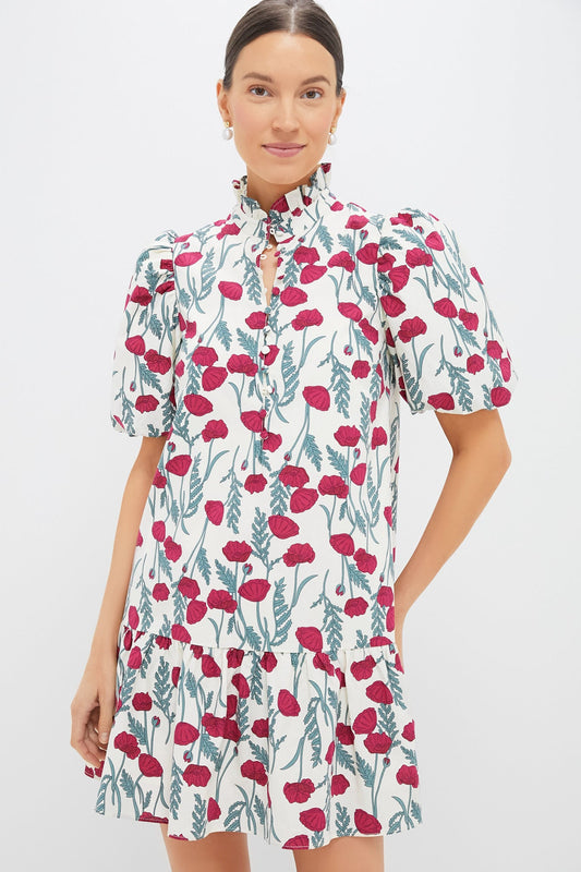 Red Amaryllis Floral Mimsy Mini Dress