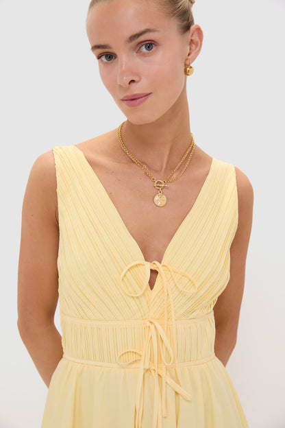Light Yellow V-Neck Maxi Dress