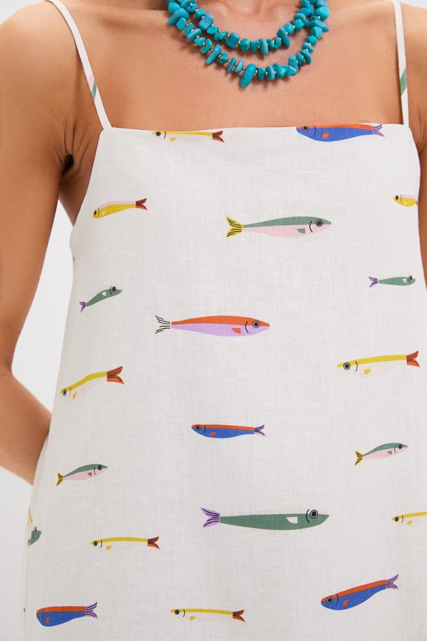 Pop Sardines Ivory Laura Linen Mini Dress