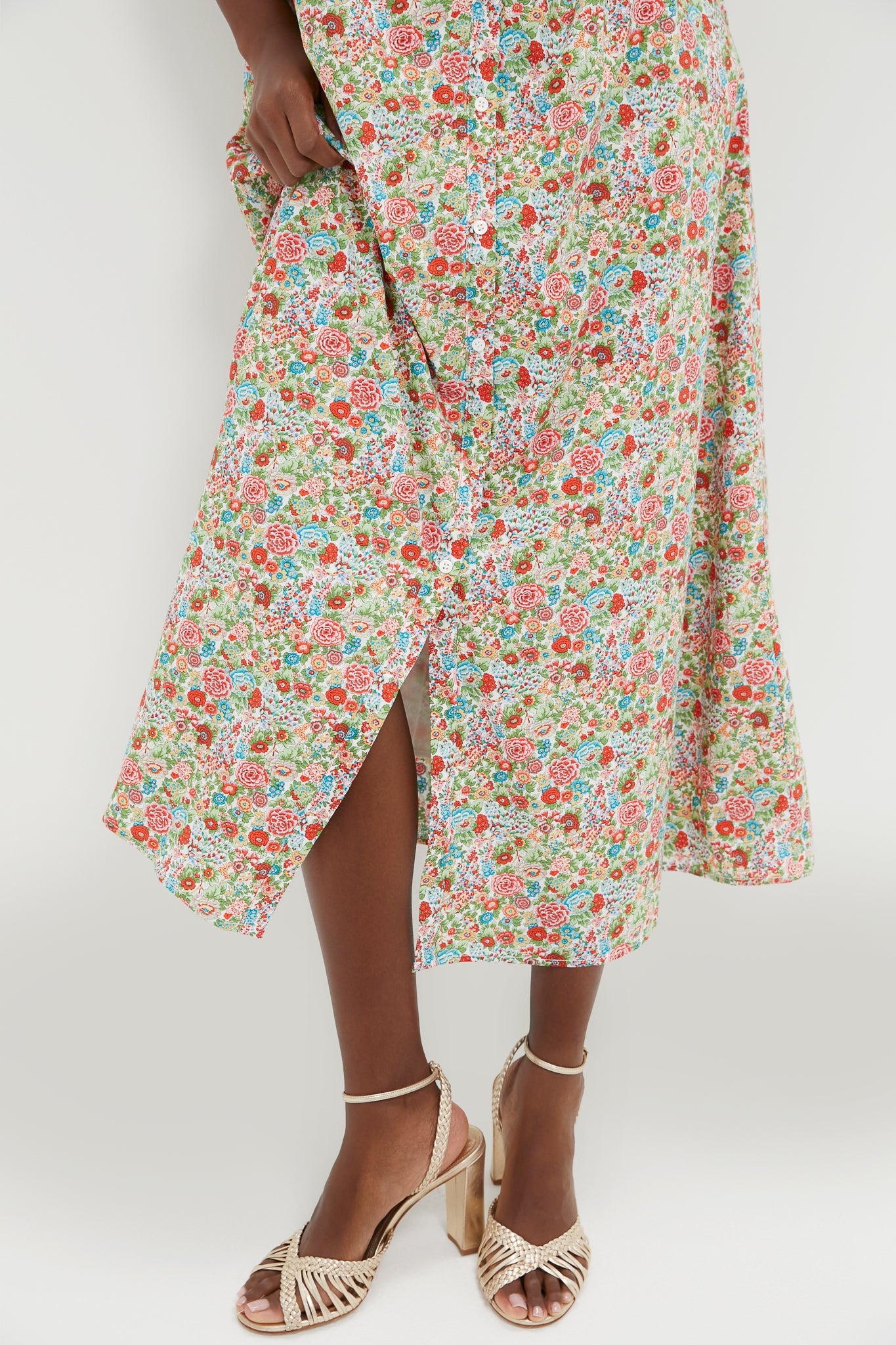 Red Floral Ruffle Collar Louisa Maxi Dress