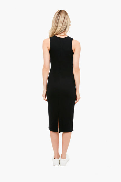 Black Lexi Rib Daytime Midi Dress