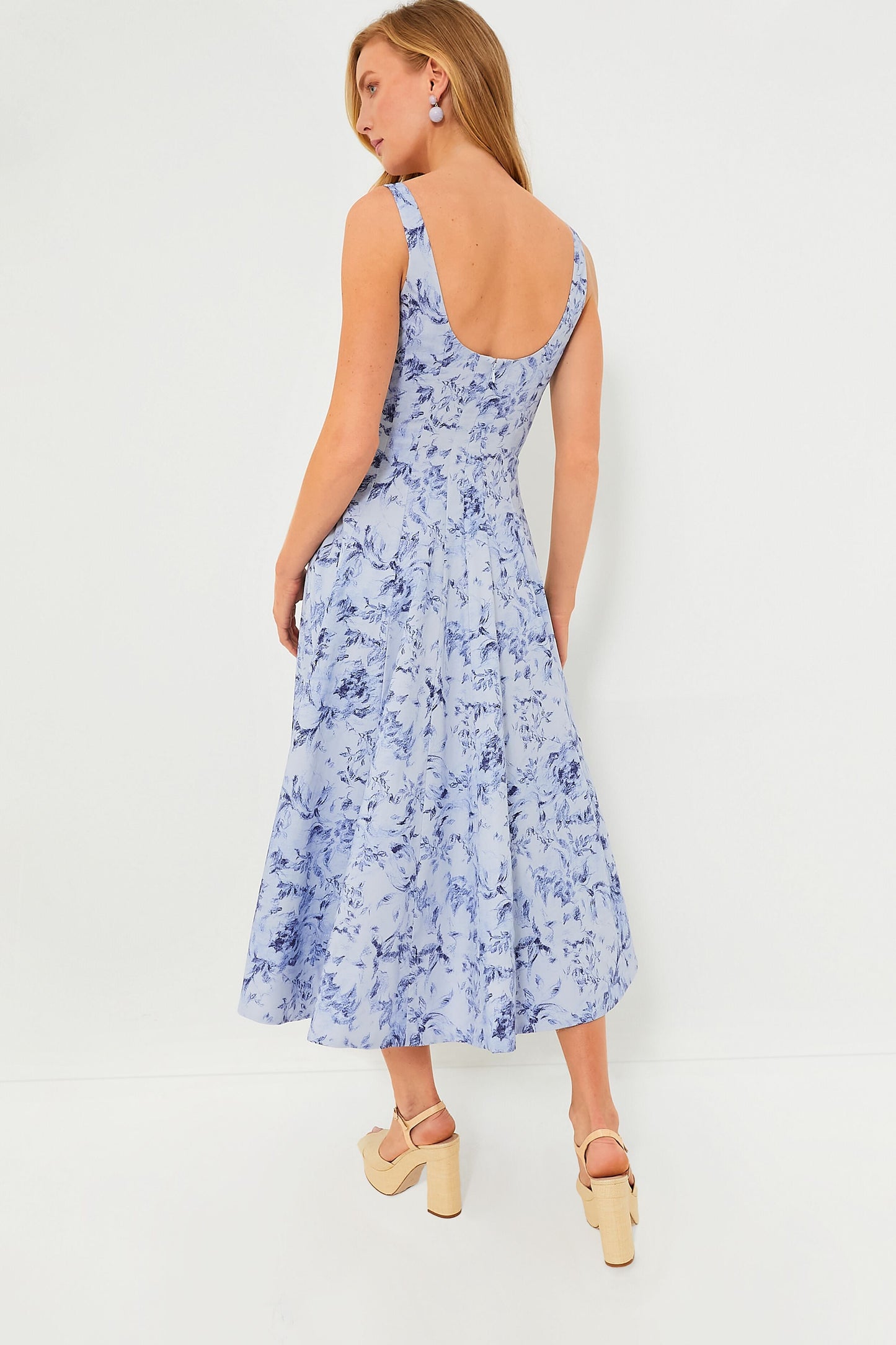 Periwinkle Sketchbook Floral Midi Wells Dress