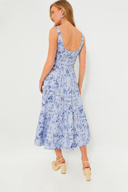 Periwinkle Sketchbook Floral Midi Wells Dress