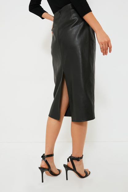 Black Leather Monica Midi Skirt