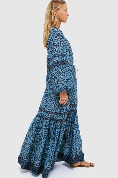 Indigo Midnight Vine Viviana Dress
