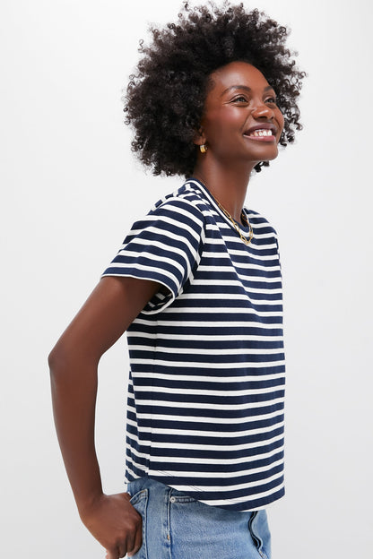 Navy and Ivory Stripe Parker Classic Tee