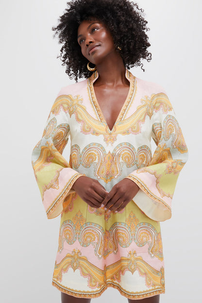 Gold Paisley Maxine Tunic Mini Dress