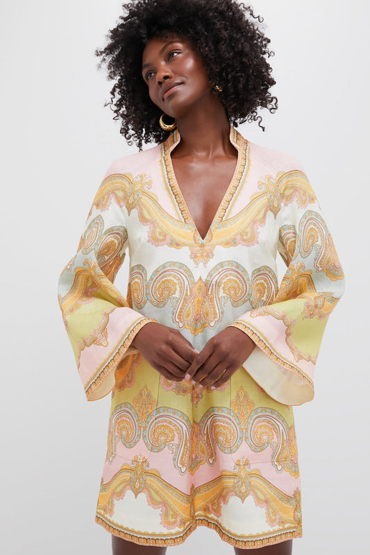 Gold Paisley Maxine Tunic Mini Dress