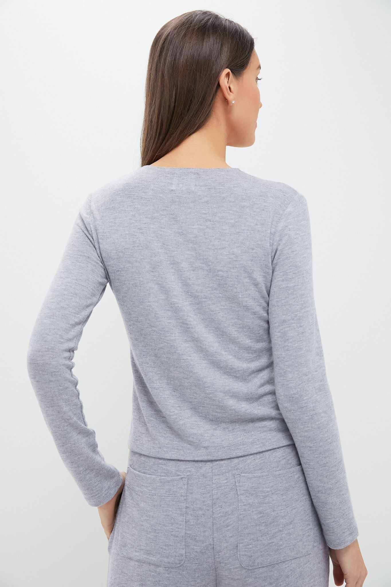Grey Melange Lauren Classic Cardigan