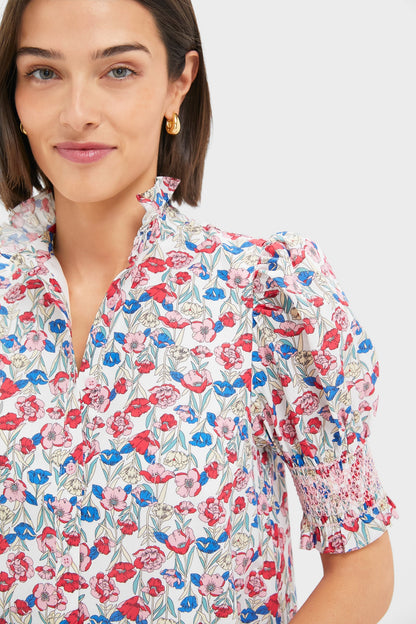 Red & Blue Clover Floral Mini Lou Lou Dress