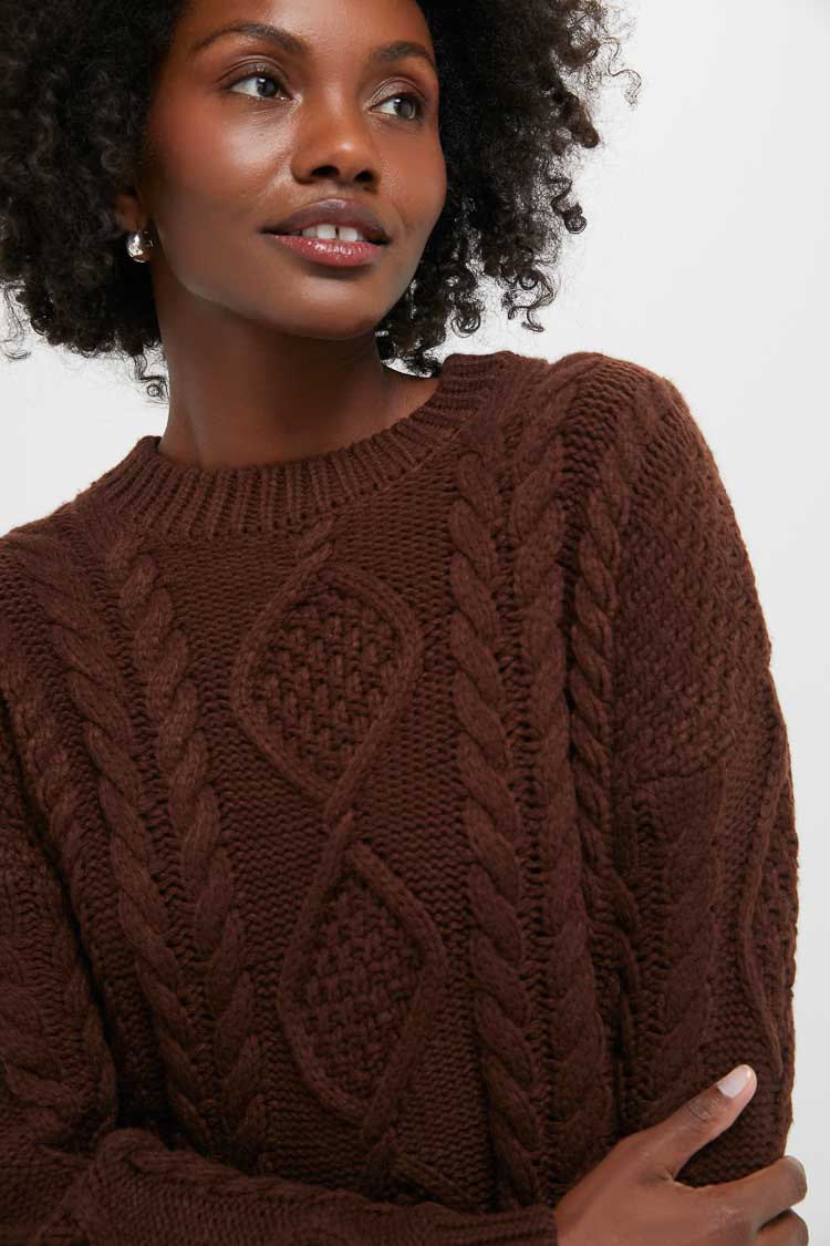 Chocolate Cable Knit Verbier Sweater