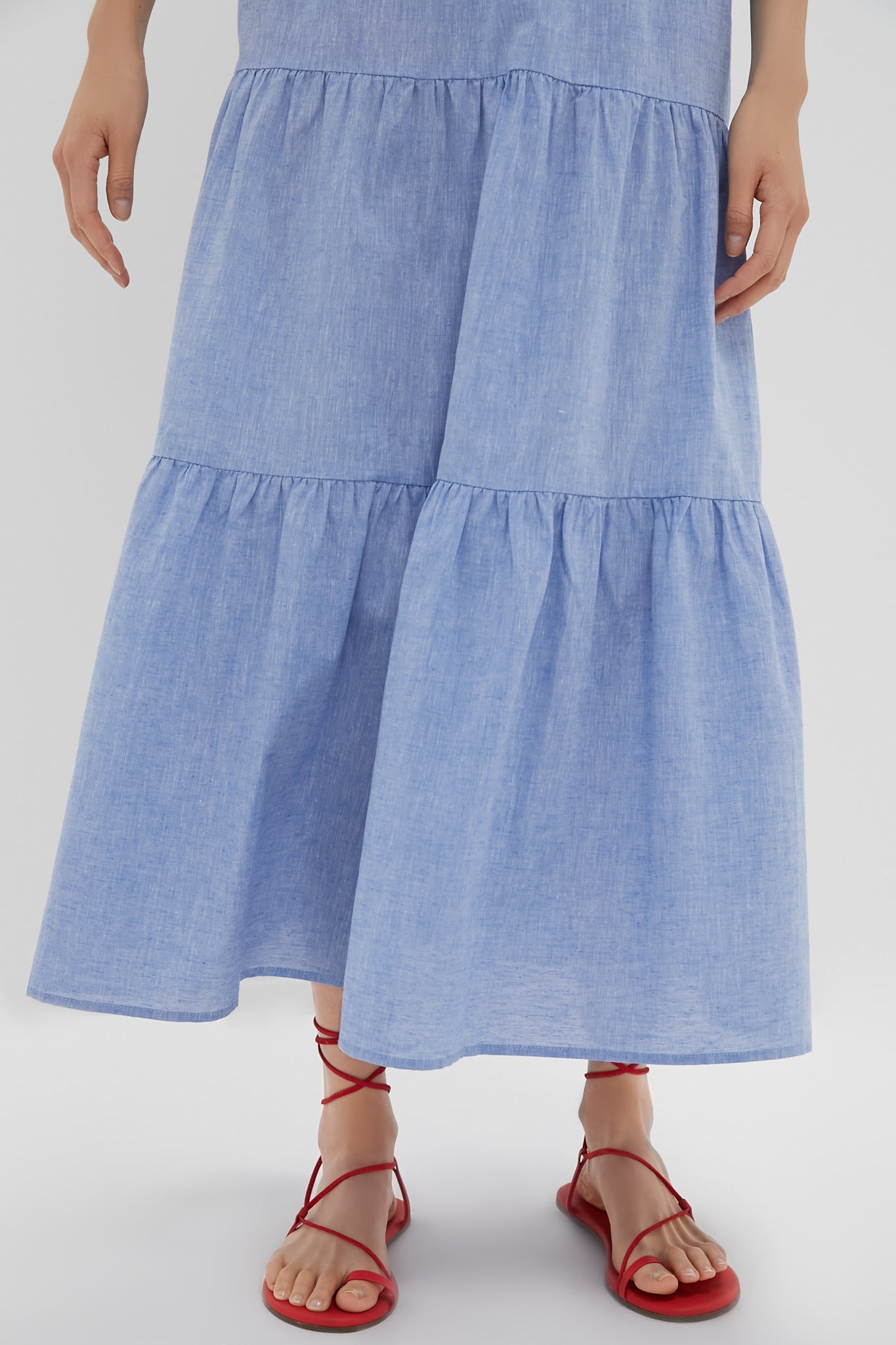 Chambray Sleeveless Mabel Maxi Dress