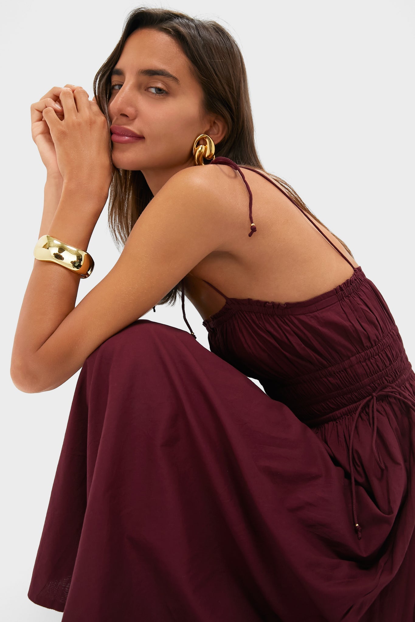 Bordeaux Eldora Midi Dress