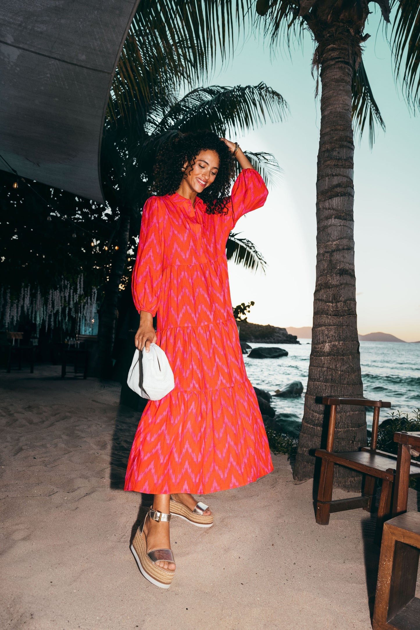Hot Pink Ikat Mabel Maxi Dress