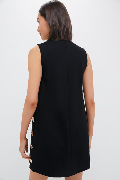 Black Twill Button Bitsy Dress