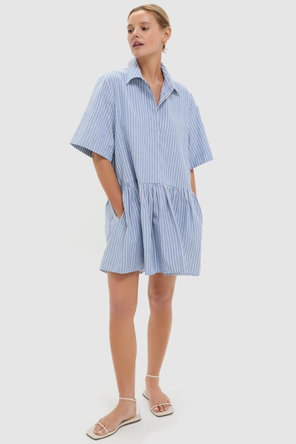 Blue Stripe Piper Shirt Dress