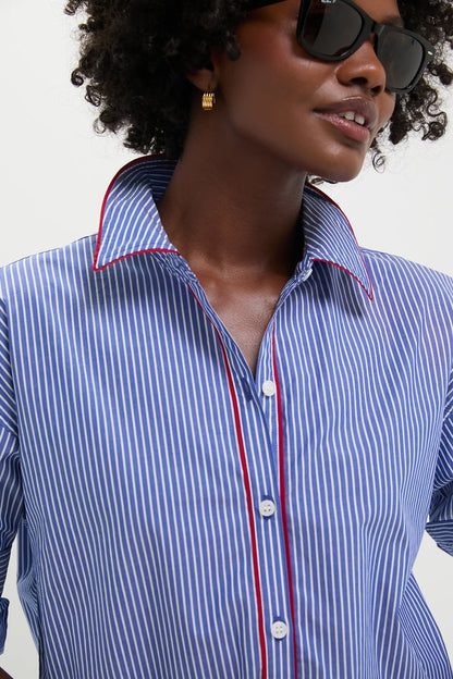 Royal Blue and White Stripe Wexler Button Down