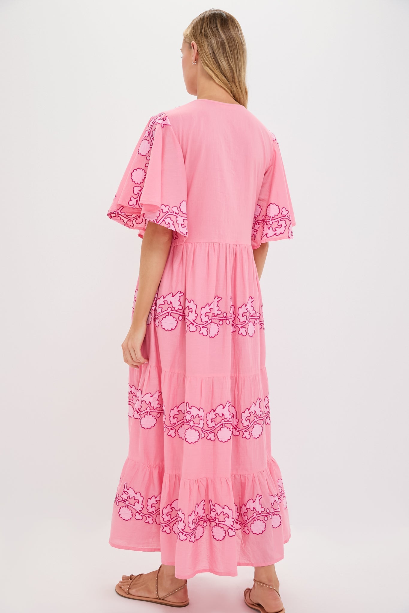 Tangier Pink Flirty V Neck Maxi Dress