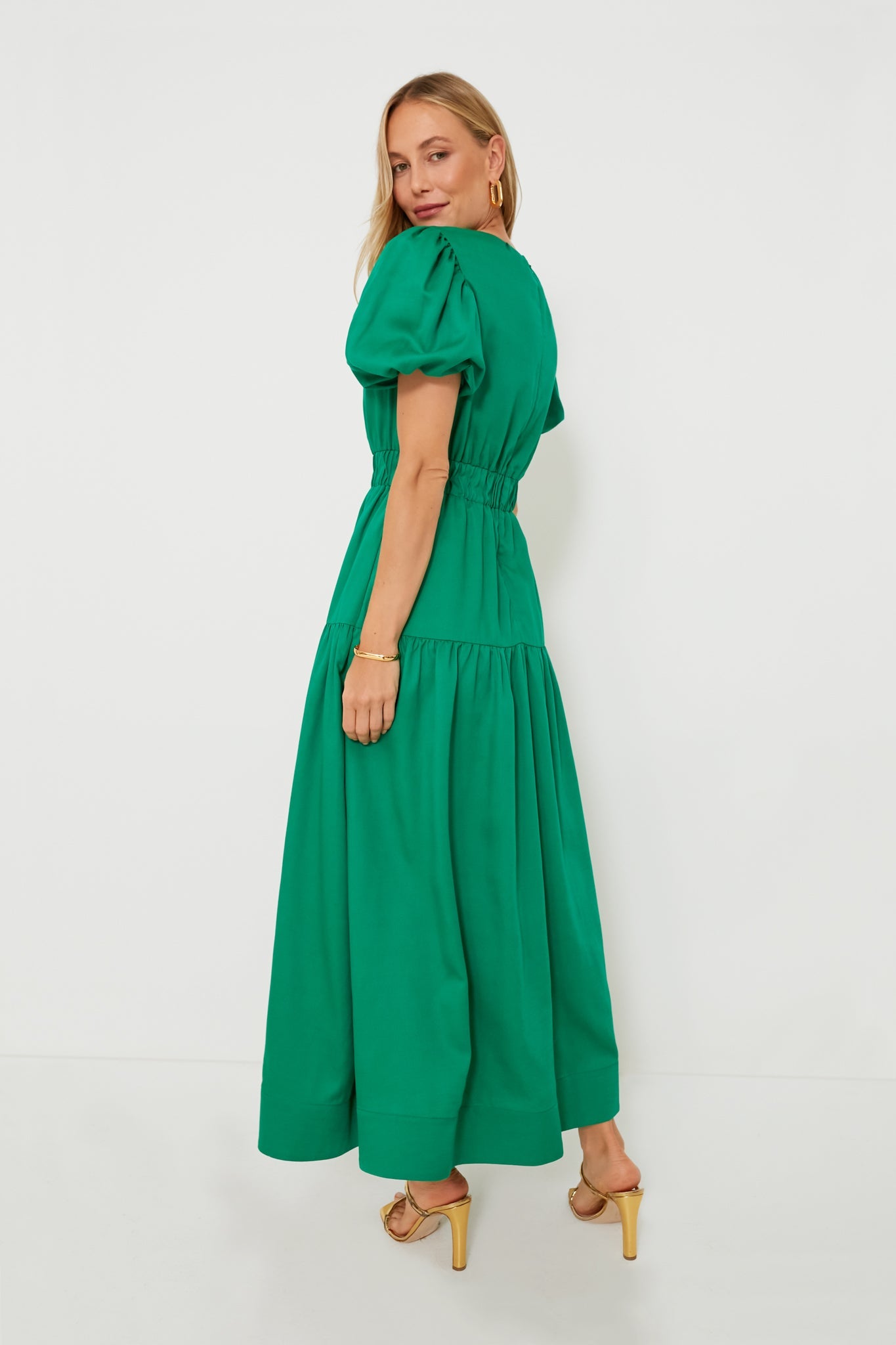 Green Puff Sleeve Ginny Maxi Dress